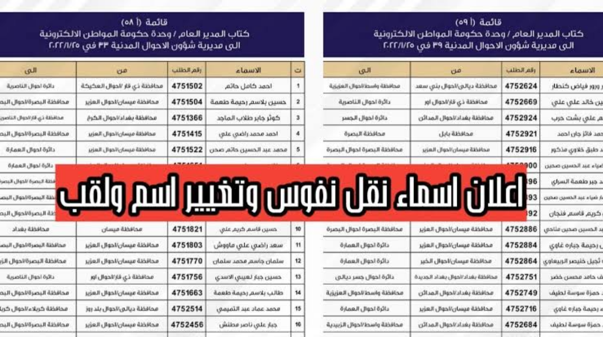 أسماء نقل النفوس الوجبة الأخيرة