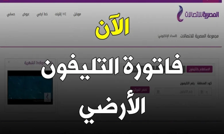 الاستعلام عن فاتورة الأرضي يناير 2025