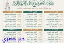 جدول أئمة الحرم المكي 1446